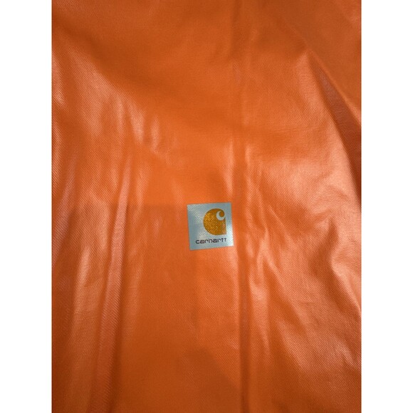 Carhartt Hooded Rain Jacket Mens XL Orange Waterproof PVC Windbreaker Workwear - Picture 2 of 12